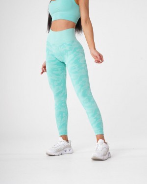 Women's NVGTN Camo Seamless Leggings Mint | RBGD-68354