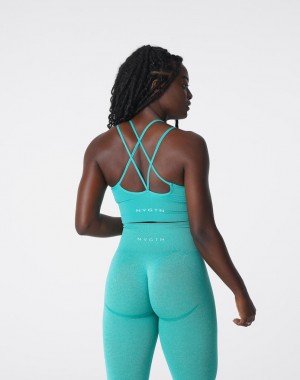 Women's NVGTN Flourish Seamless Sports Bras Turquoise | JQZB-36802