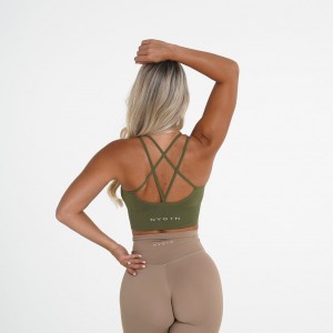 Women's NVGTN Flourish Seamless Sports Bras Khaki Green | WREF-14375