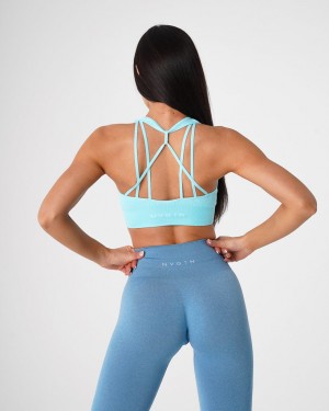 Women's NVGTN Galaxy Ribbed Seamless Sports Bras Light Turquoise | BAUW-96387