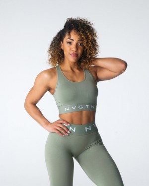 Women's NVGTN Legacy Sport Seamless Sports Bras Olive Green | RUKP-28964