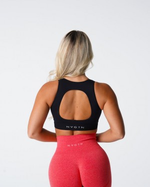 Women's NVGTN Pursuit Seamless Sports Bras Black | HQYA-78350