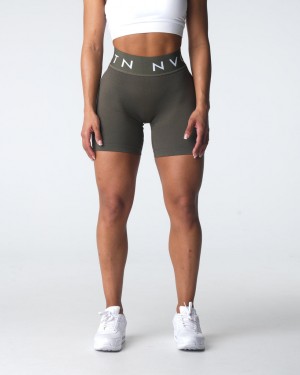 Women's NVGTN Sport Seamless Shorts Olive | PBMT-37840