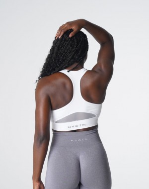 Women's NVGTN Surge Seamless Sports Bras White | QVDB-72385