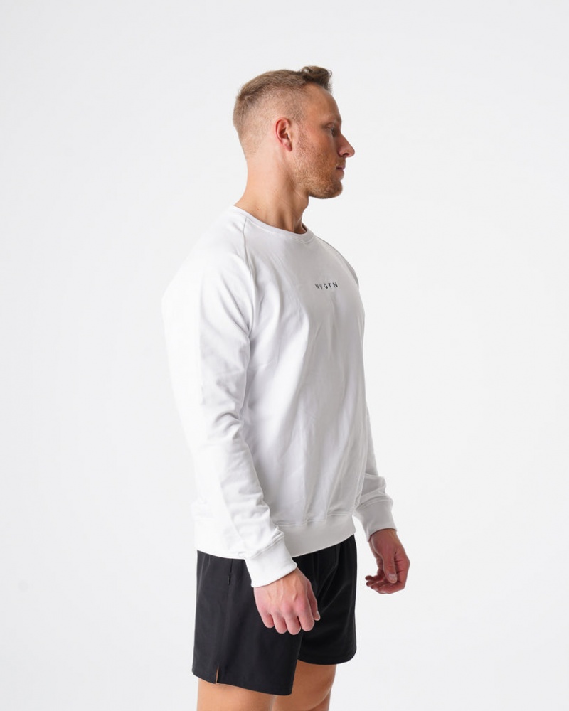 Men's NVGTN Crew Neck Sweatshirts White | DZOU-69731