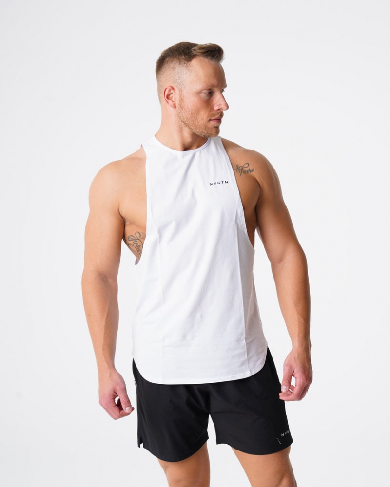 Men's NVGTN Navi Tanks White | FDOQ-75361