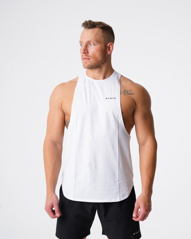 Men\'s NVGTN Navi Tanks White | FDOQ-75361