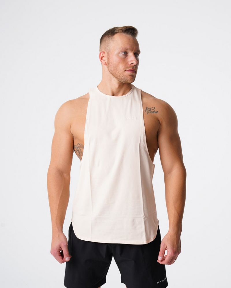 Men's NVGTN Pulse Edge Tanks Beige | VOFL-93608