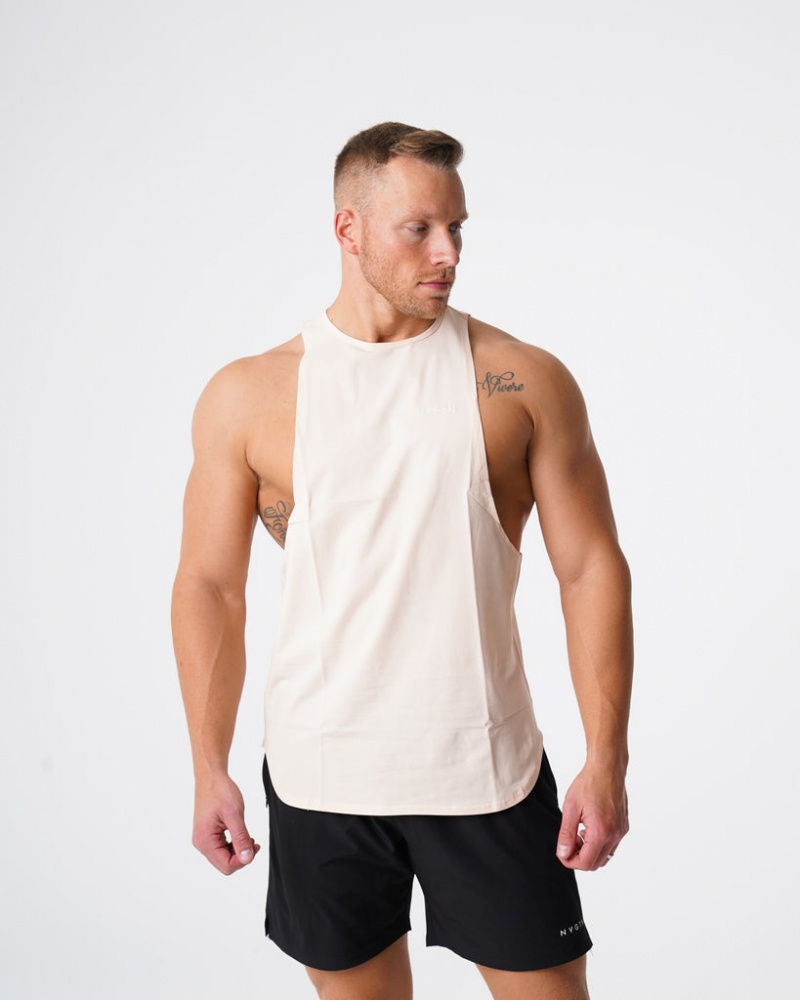 Men's NVGTN Pulse Edge Tanks Beige | VOFL-93608