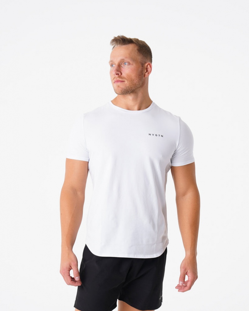 Men's NVGTN Pulse Fitted T Shirts White | SPHA-57961