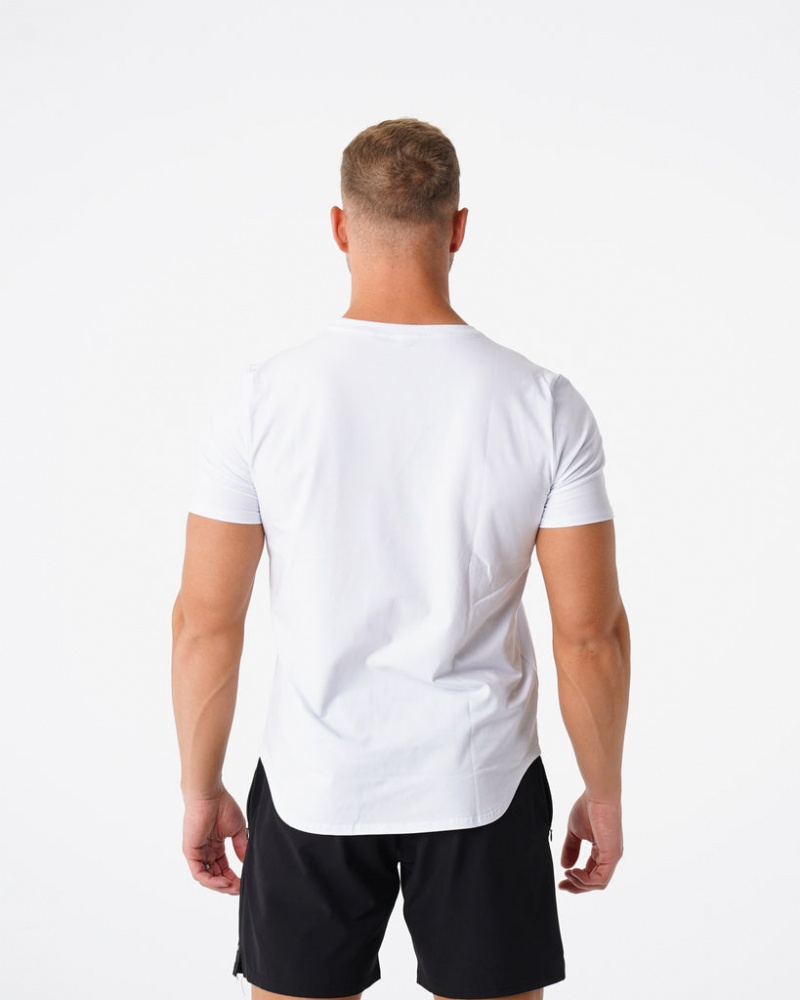 Men's NVGTN Pulse Fitted T Shirts White | SPHA-57961