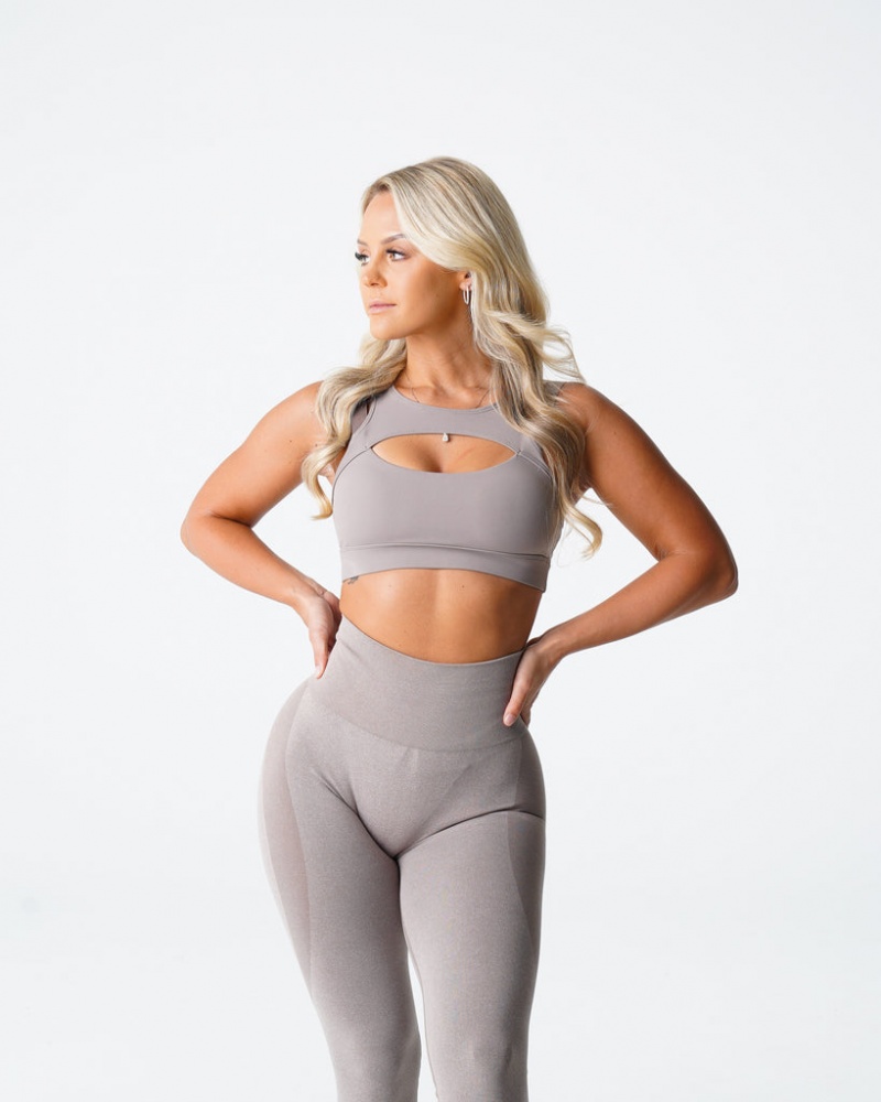 Women's NVGTN Apex Sports Bras Grey Brown | PZFM-69051