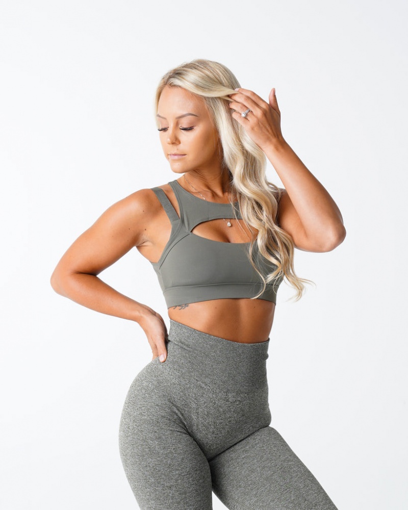 Women's NVGTN Apex Sports Bras Khaki Green | OQWI-04517