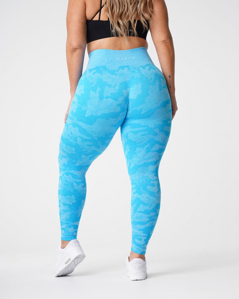 Women's NVGTN Camo Seamless Leggings Blue | RFTN-94578