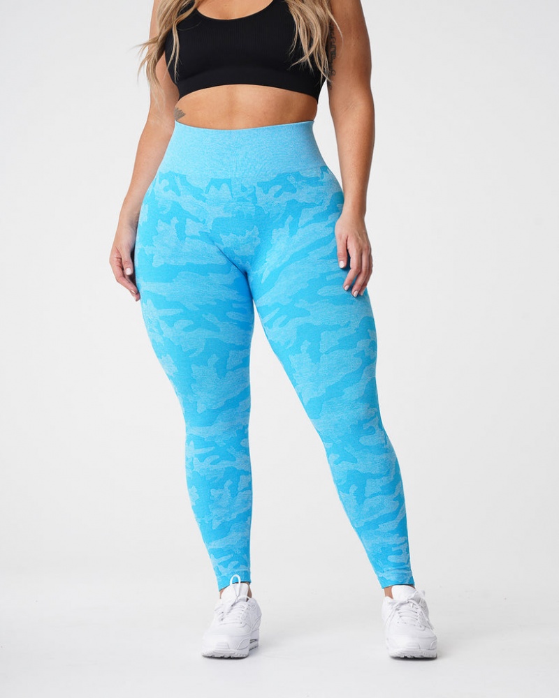 Women\'s NVGTN Camo Seamless Leggings Blue | RFTN-94578