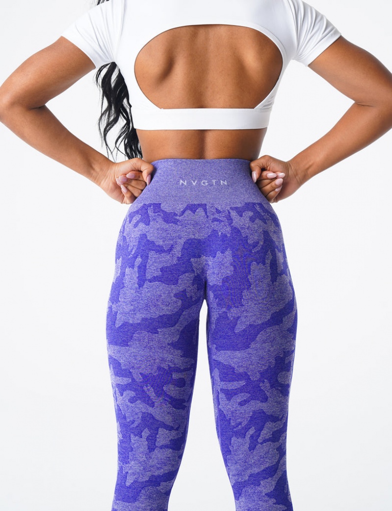 Women's NVGTN Camo Seamless Leggings Blue | KGLI-64701