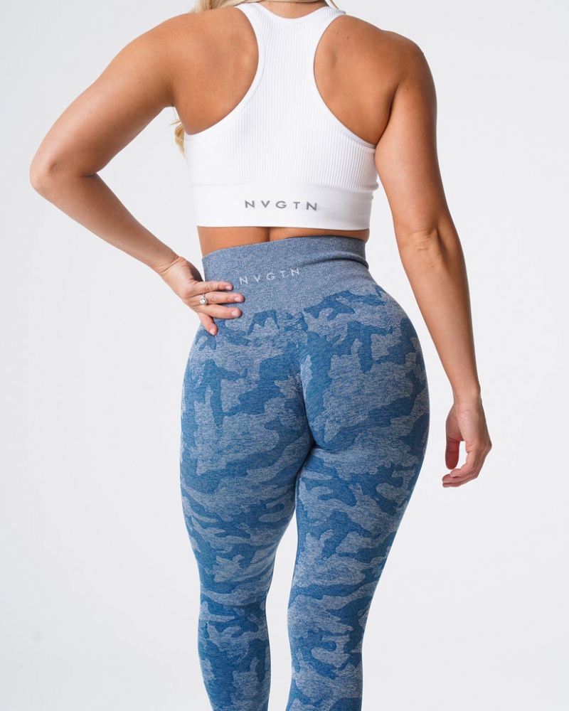 Women's NVGTN Camo Seamless Leggings Blue | CAIH-57481