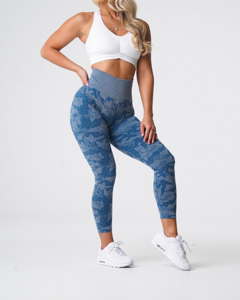 Women's NVGTN Camo Seamless Leggings Blue | CAIH-57481