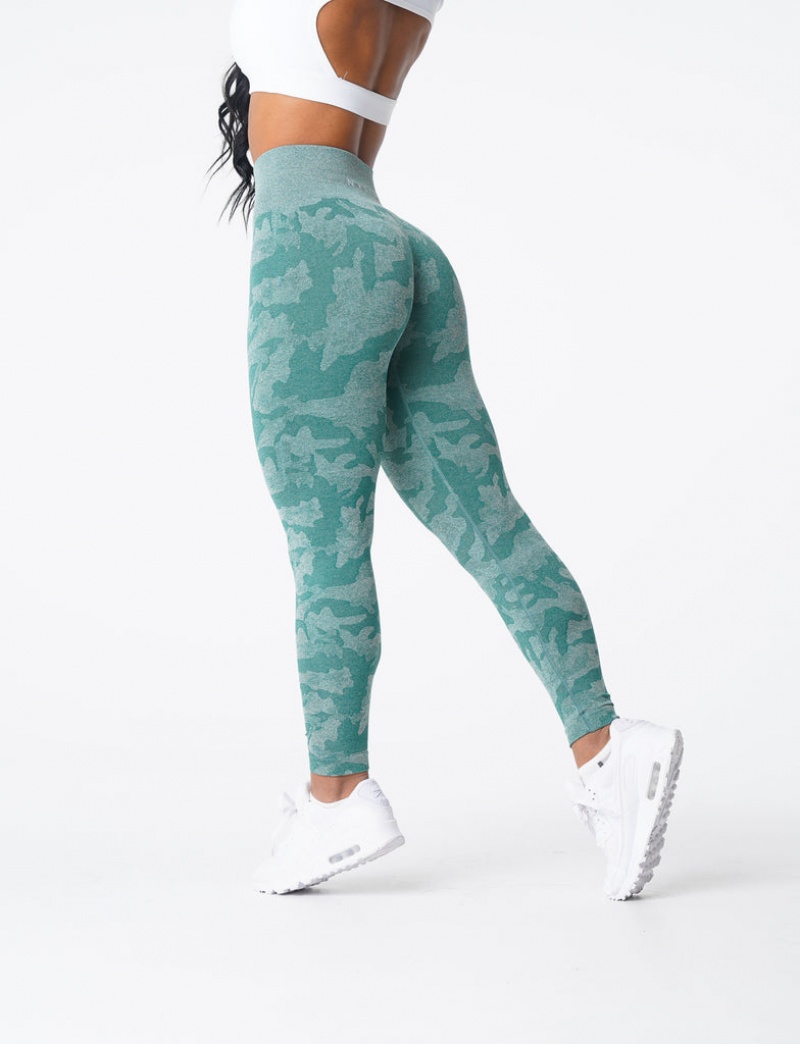 Women's NVGTN Camo Seamless Leggings Green | HCUE-23641