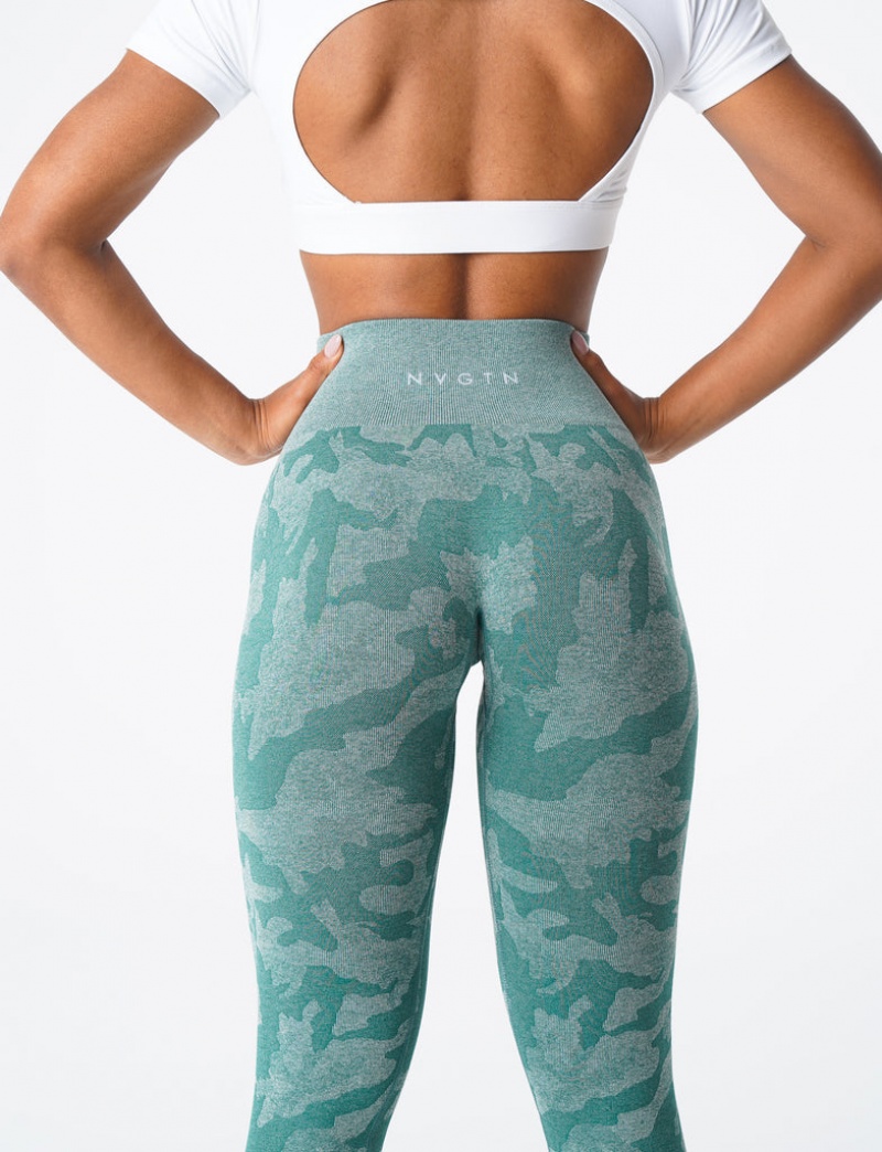 Women's NVGTN Camo Seamless Leggings Green | HCUE-23641