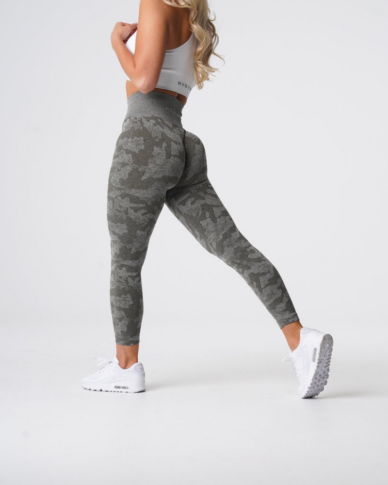 Women's NVGTN Camo Seamless Leggings Khaki Green | JRFT-71542