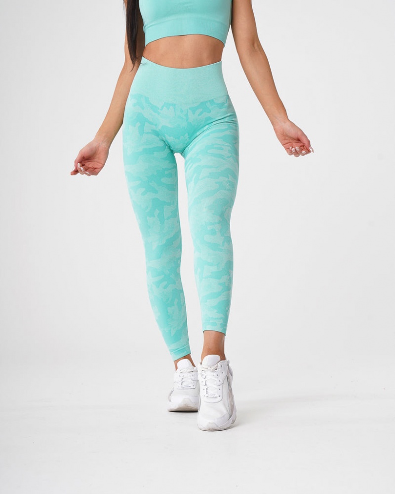 Women's NVGTN Camo Seamless Leggings Mint | RBGD-68354