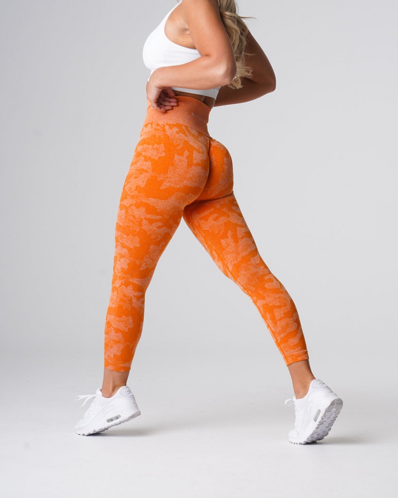 Women's NVGTN Camo Seamless Leggings Orange | AMFS-94807