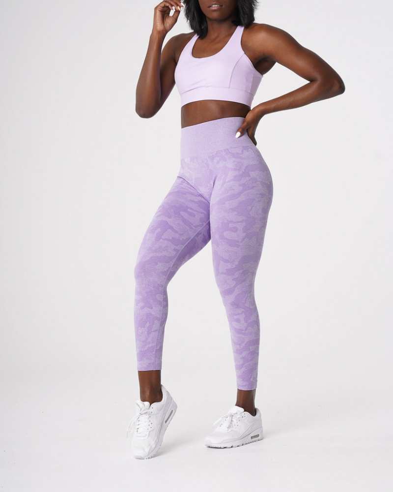 Women's NVGTN Camo Seamless Leggings Purple | SGJN-90218