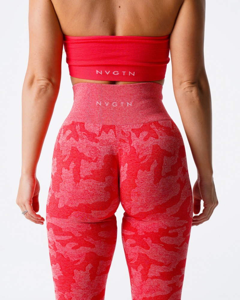 Women's NVGTN Camo Seamless Leggings Red | WLCF-78150