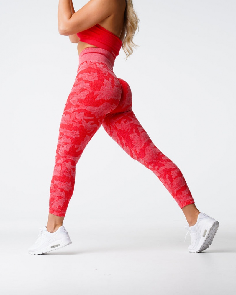 Women's NVGTN Camo Seamless Leggings Red | WLCF-78150