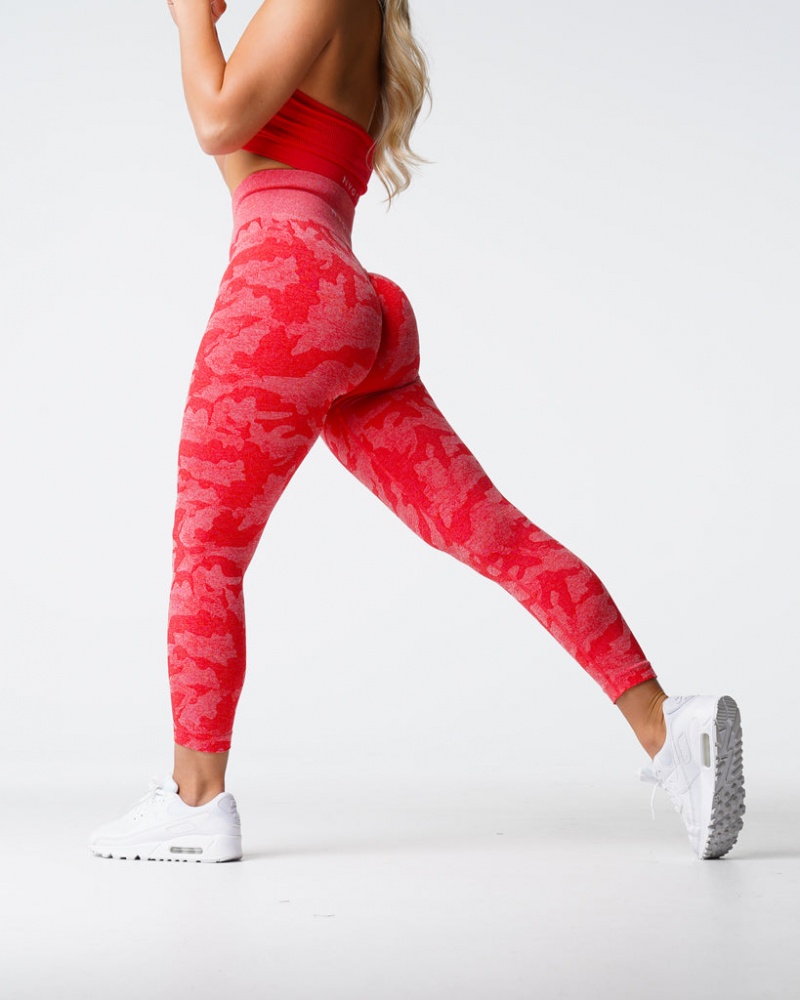 Women\'s NVGTN Camo Seamless Leggings Red | WLCF-78150