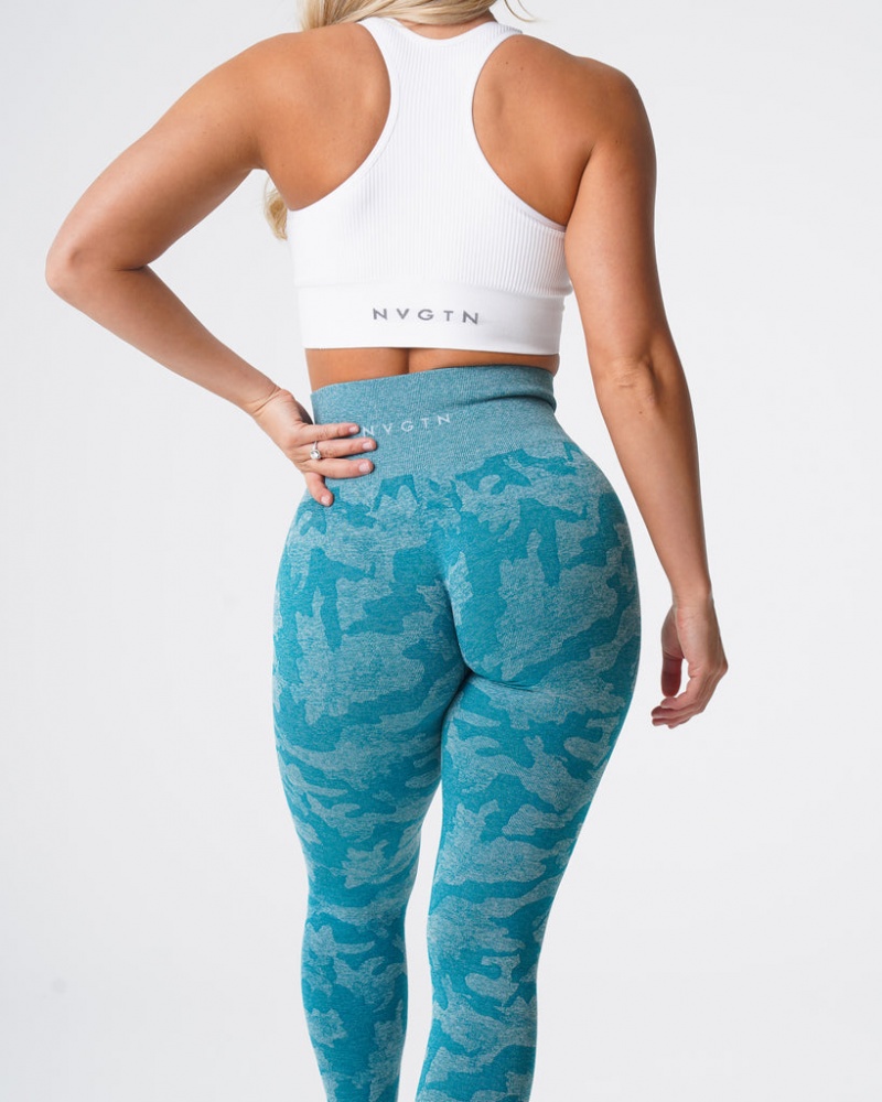 Women's NVGTN Camo Seamless Leggings Turquoise | DKQW-32594