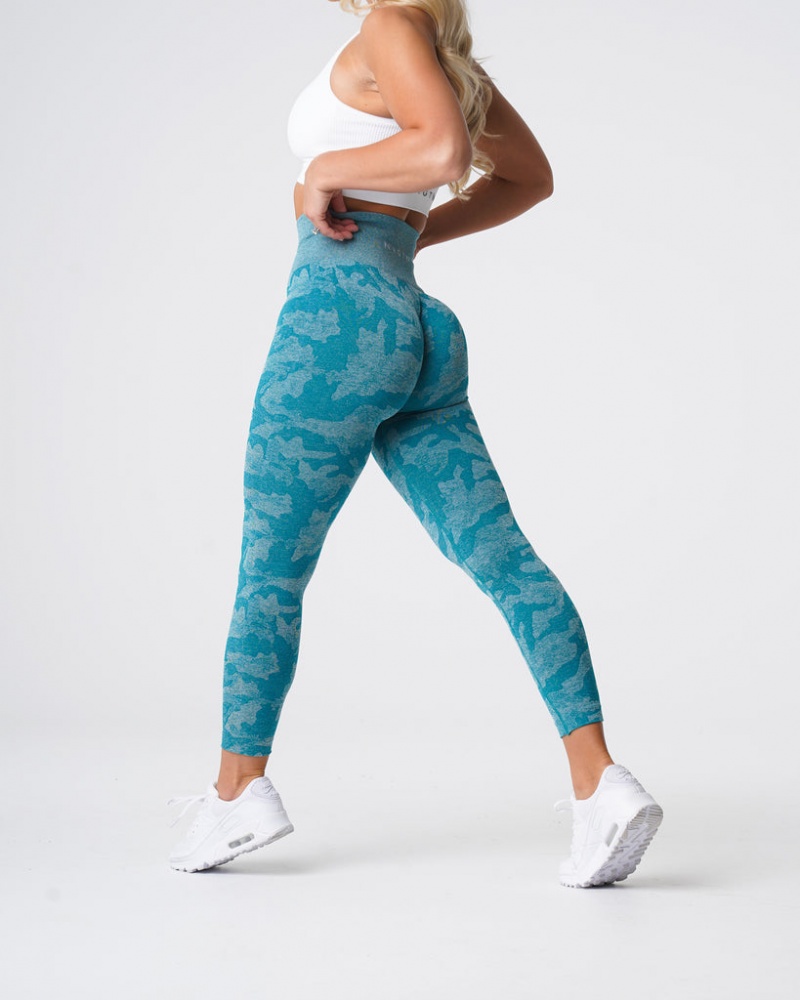 Women's NVGTN Camo Seamless Leggings Turquoise | DKQW-32594