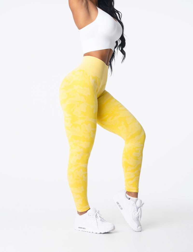 Women's NVGTN Camo Seamless Leggings Yellow | YRMX-35814