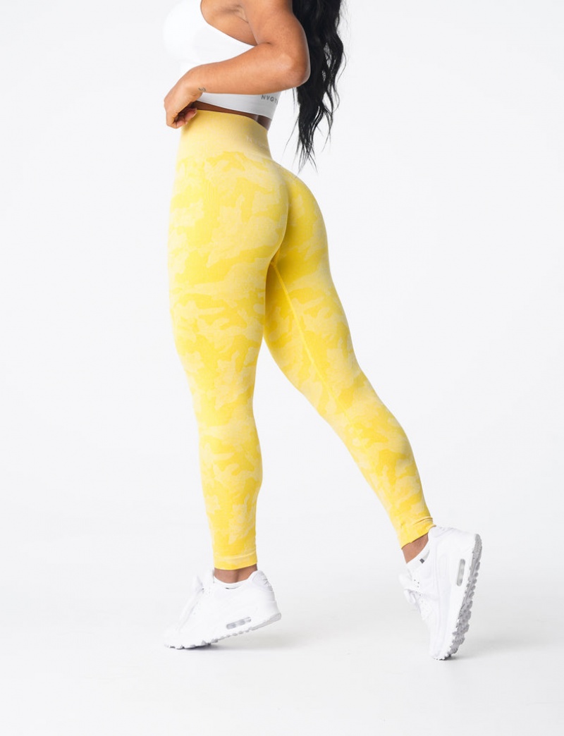 Women's NVGTN Camo Seamless Leggings Yellow | YRMX-35814