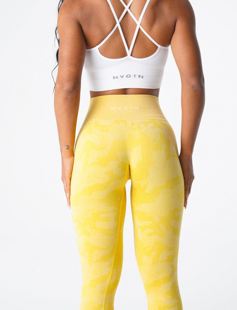 Women's NVGTN Camo Seamless Leggings Yellow | YRMX-35814