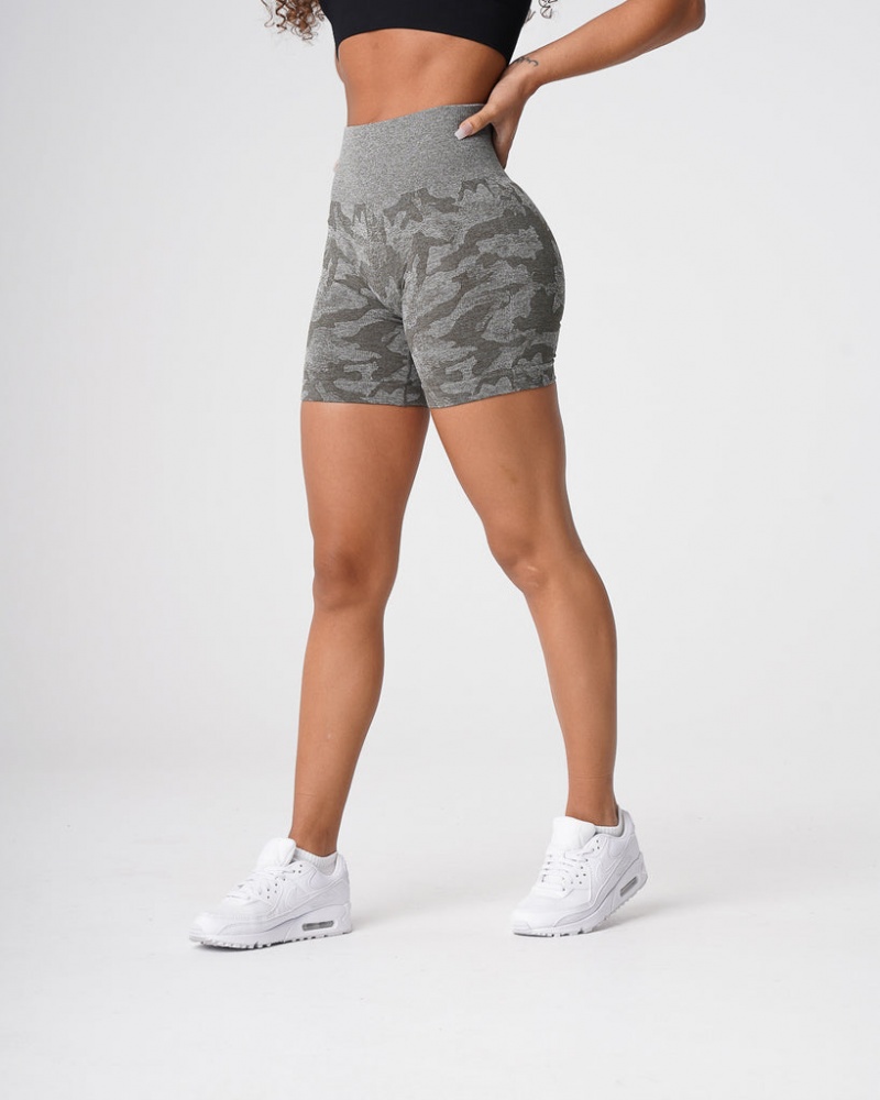 Women's NVGTN Camo Seamless Shorts Khaki Green | WMXD-07264