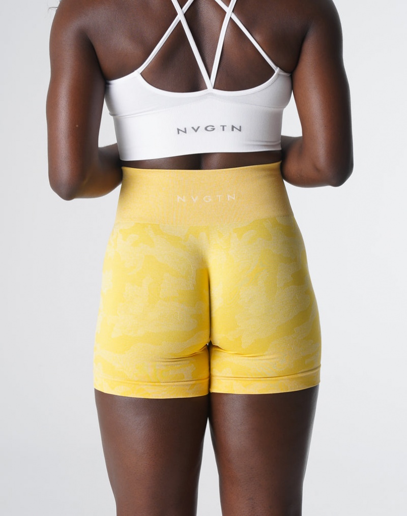 Women's NVGTN Camo Seamless Shorts Yellow | SZVQ-57498