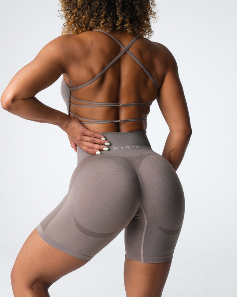 Women's NVGTN Contour 2.0 Seamless Shorts Grey Brown | YRDJ-26359