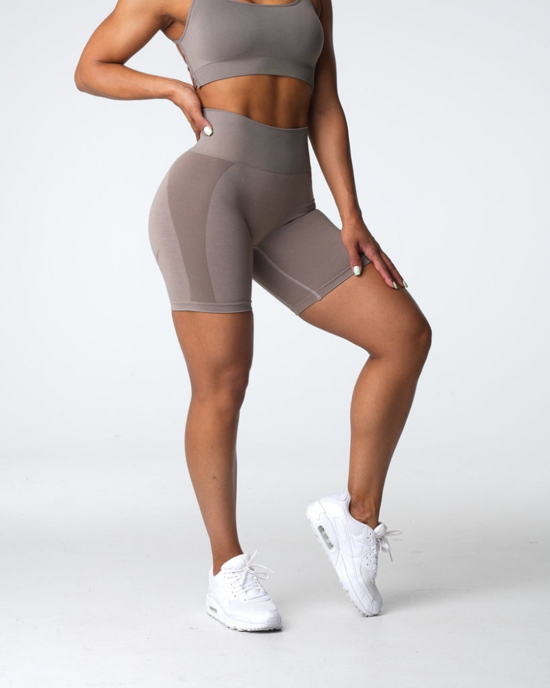 Women's NVGTN Contour 2.0 Seamless Shorts Grey Brown | YRDJ-26359