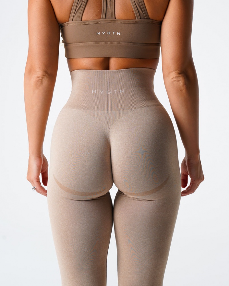 Women's NVGTN Contour Seamless Leggings Beige | ICYG-30196