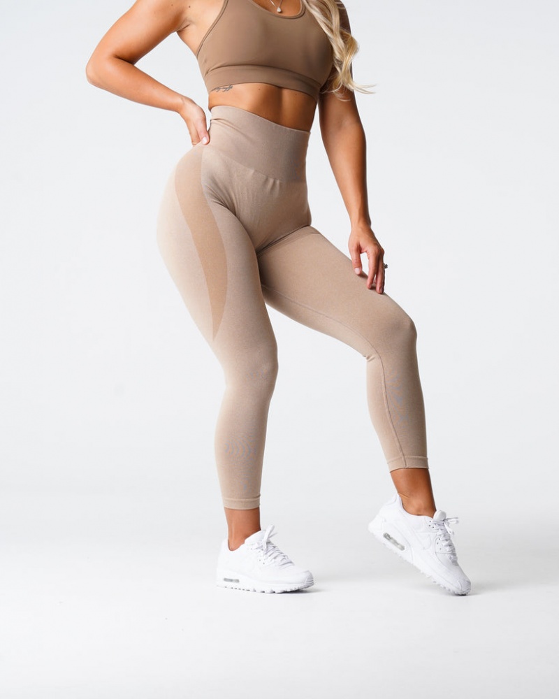 Women's NVGTN Contour Seamless Leggings Beige | ICYG-30196