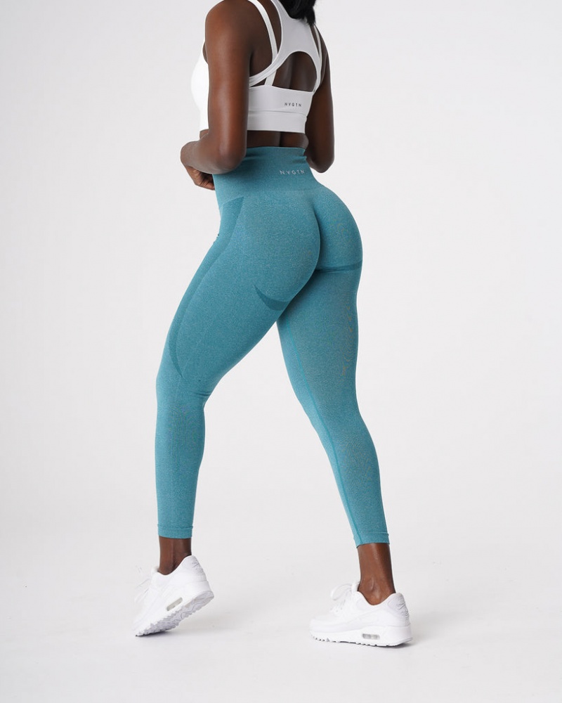 Women's NVGTN Contour Seamless Leggings Turquoise | GEWS-96410