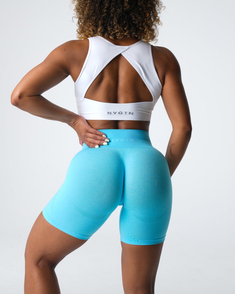 Women's NVGTN Contour Seamless Shorts Light Turquoise | BRSU-83497