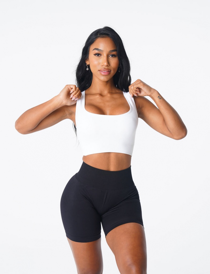 Women's NVGTN Eclipse Seamless Sports Bras White | MWTQ-05437