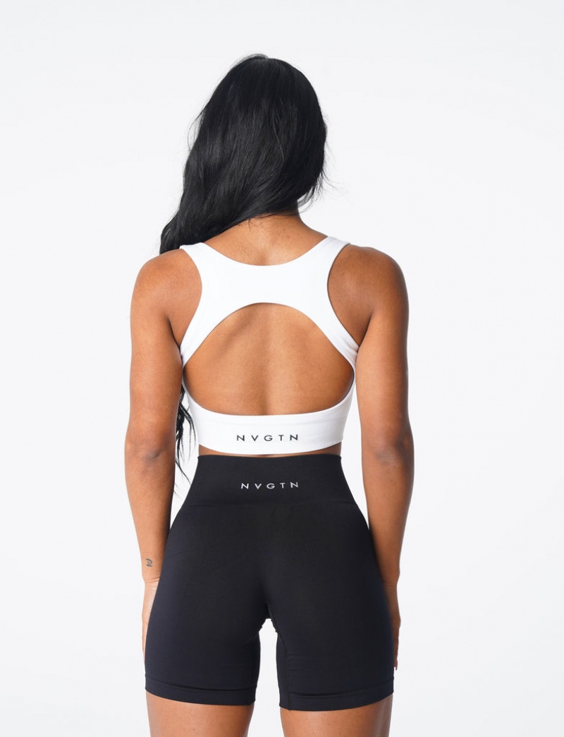 Women's NVGTN Eclipse Seamless Sports Bras White | MWTQ-05437