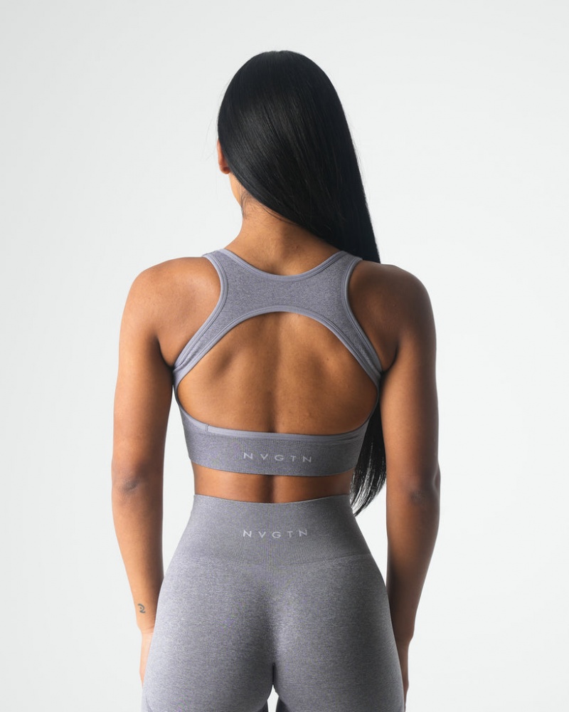 Women's NVGTN Eclipse Seamless Sports Bras Grey | TKPO-51029