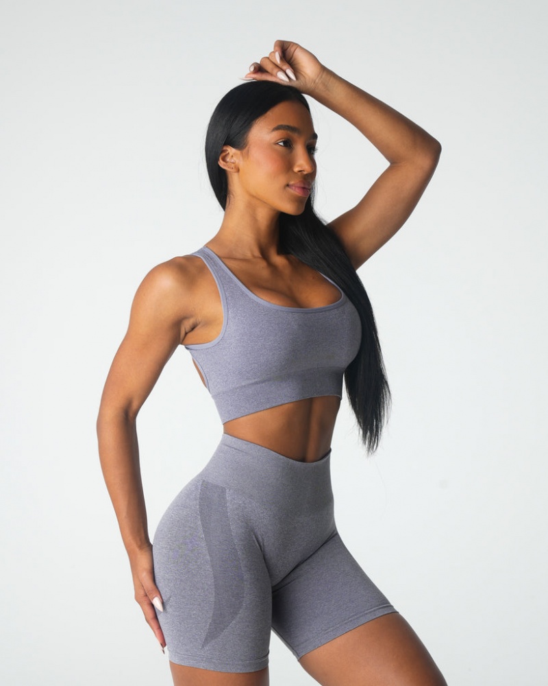 Women's NVGTN Eclipse Seamless Sports Bras Grey | TKPO-51029