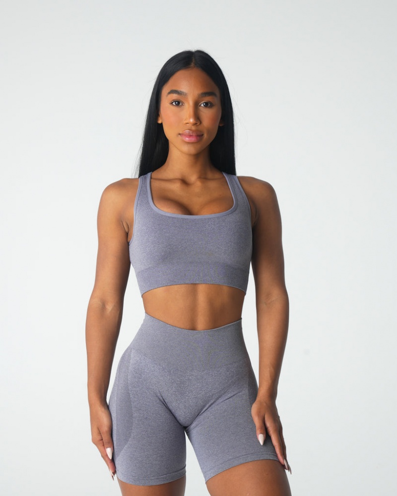 Women\'s NVGTN Eclipse Seamless Sports Bras Grey | TKPO-51029