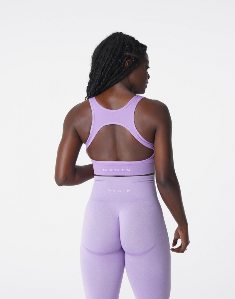 Women\'s NVGTN Eclipse Seamless Sports Bras Purple | IDSR-09215